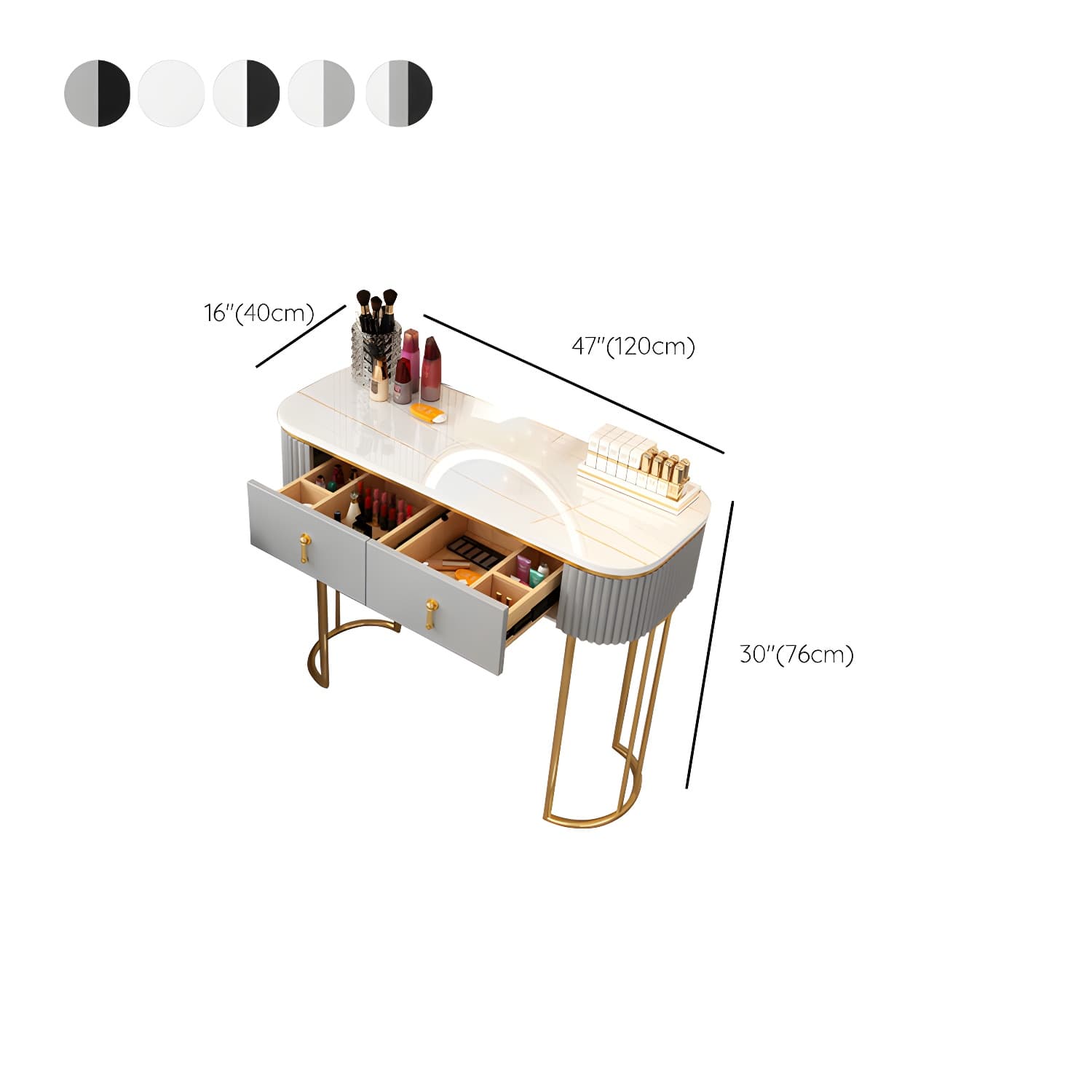 Lighted Mirror Makeup Vanity Storage Box Vanity Dressing Table for Bedroom - image 21