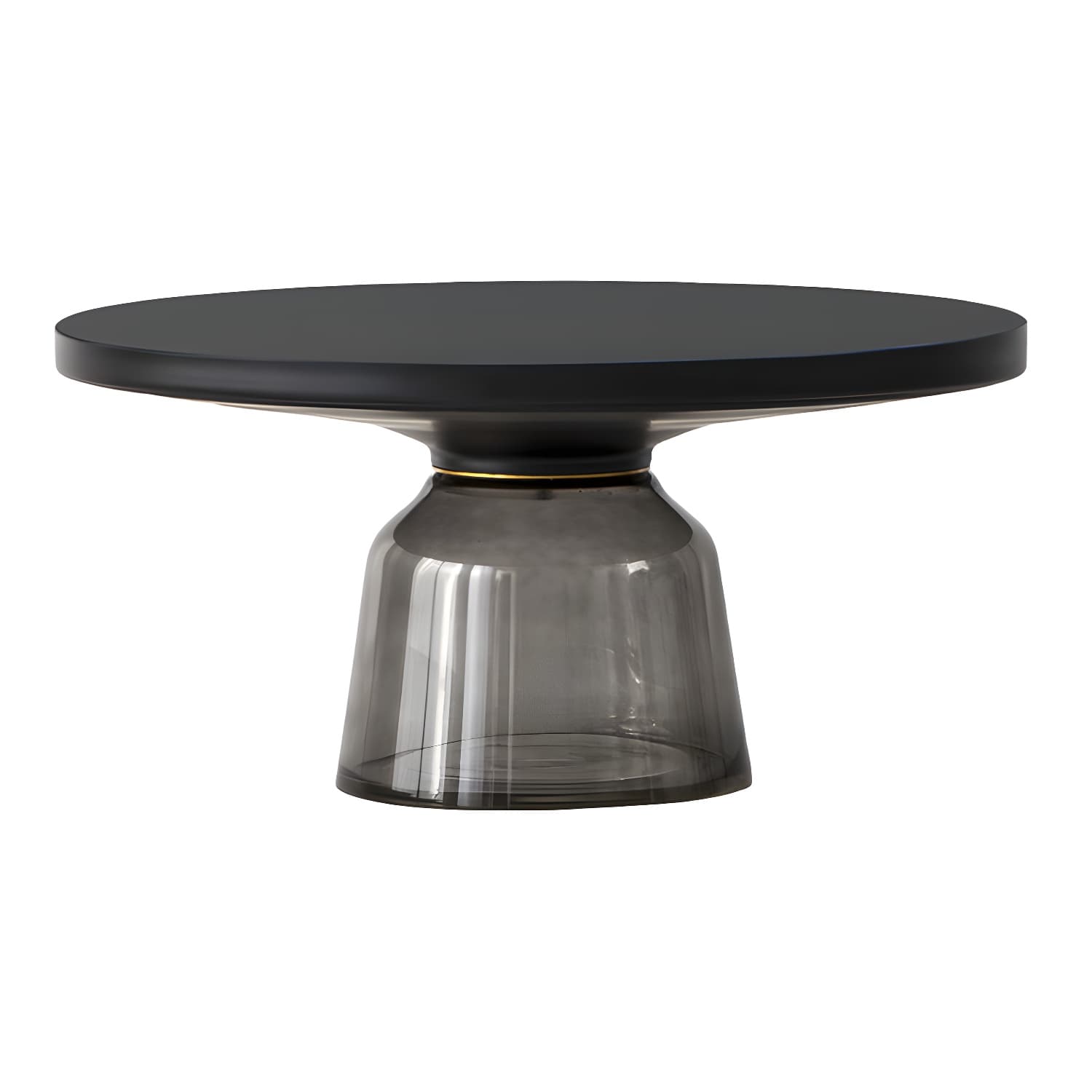 Pedestal Cone Coffee Table Modern Round Glass Top Cocktail Table