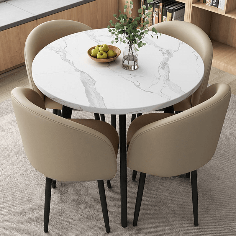 Circular Manufactured Wood Dining Table Set with Upholstered Back, Padded Chair, Arms, Seats 4 - image 8