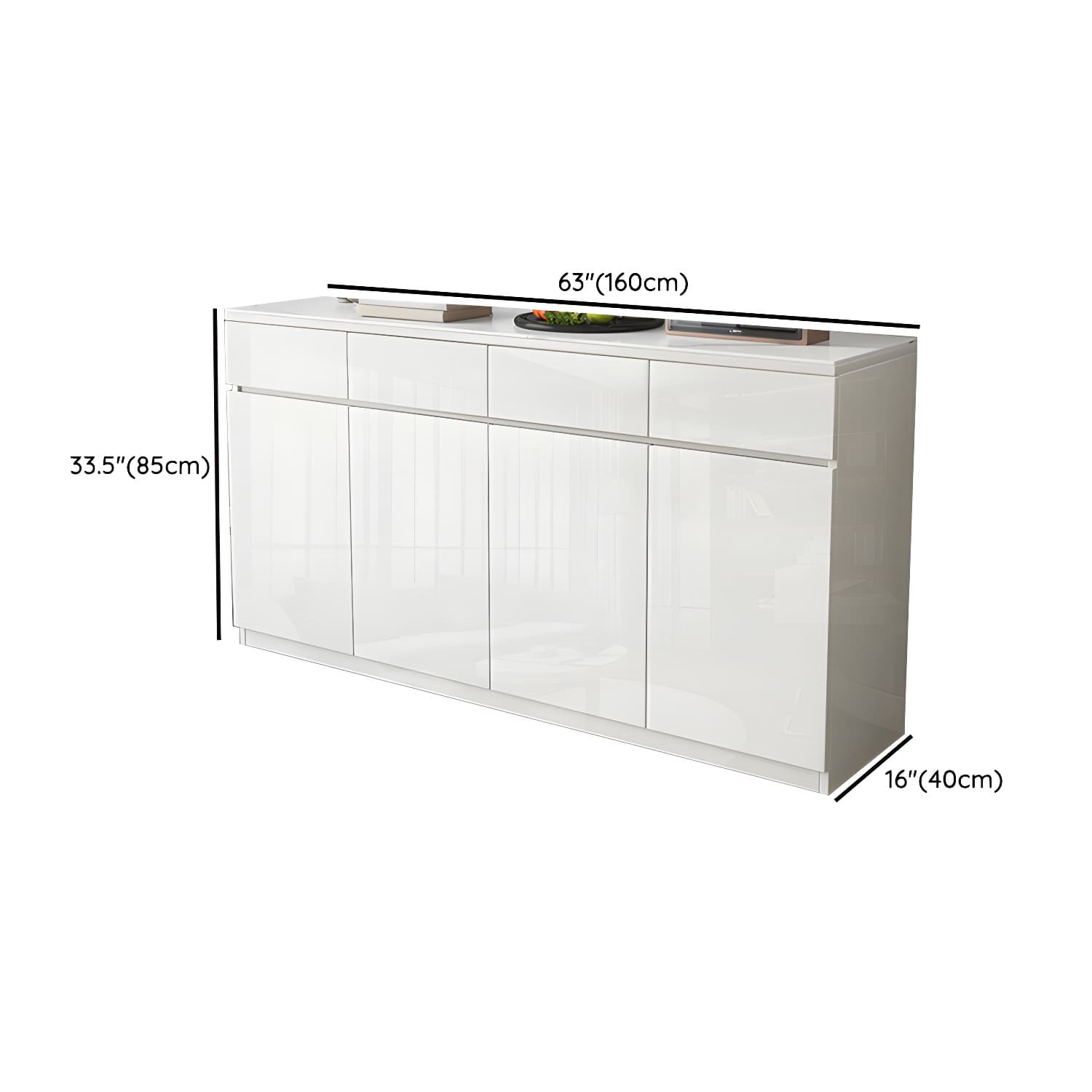 Modern White Buffet Cabinet with Stone Countertop and Wood Cabinets Included - image 11