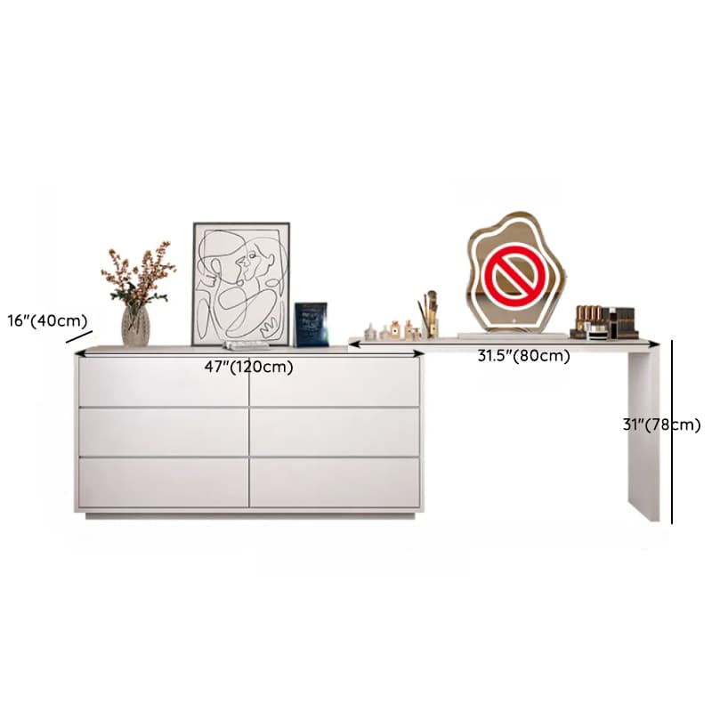 Large Vanity Set with Chalk Seating, 6 Drawers, Lumber Frame, Scalable 2-in-1 Design, and Chair - image 8