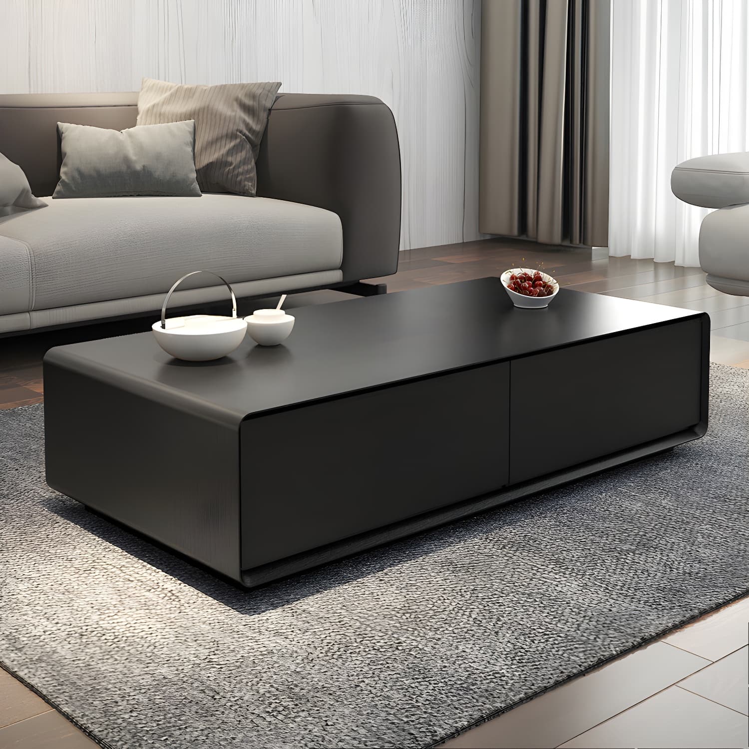 Modern Style Rectangular Wooden Table Abstract Base Coffee Table