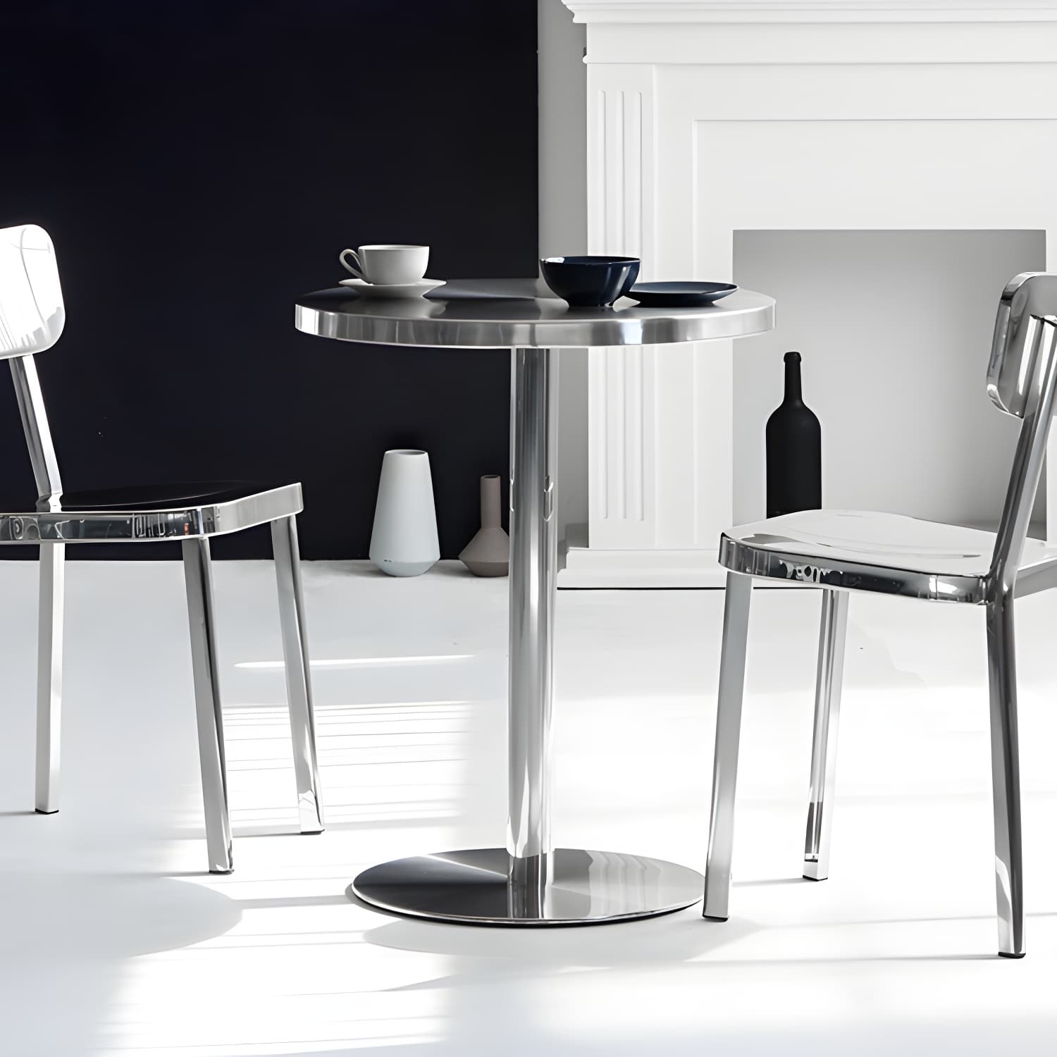 Industrial Dining Room Table Stainless Steel Table with Pedestal Table for Home Kitchen Dinner - image 7