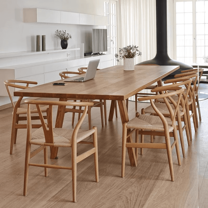 Nordic Style Solid Wood Dining Table Set in Unfinished Color