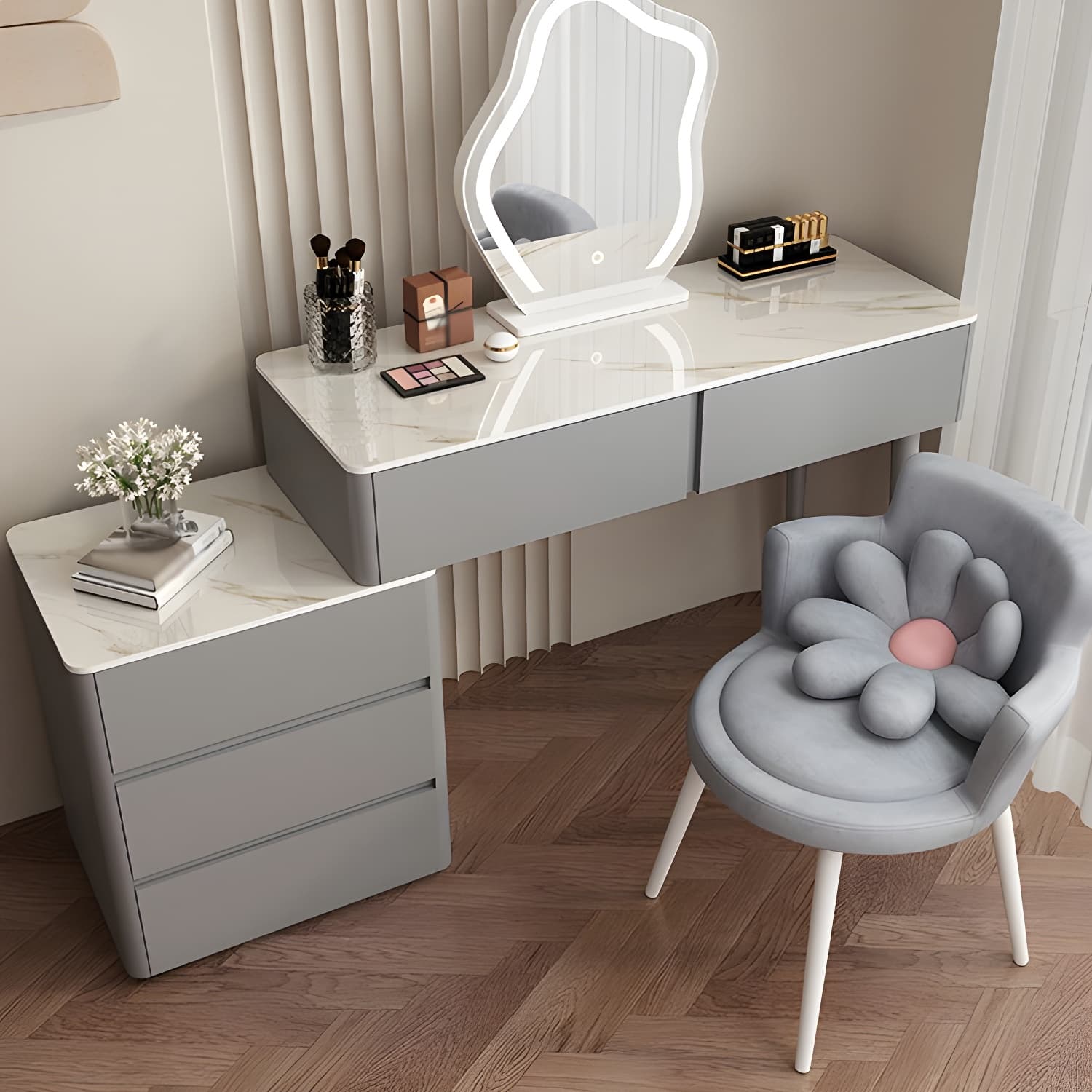 Modern Wood Makeup Vanity with Soft Close Drawer Glides & 2 Drawers - image 3