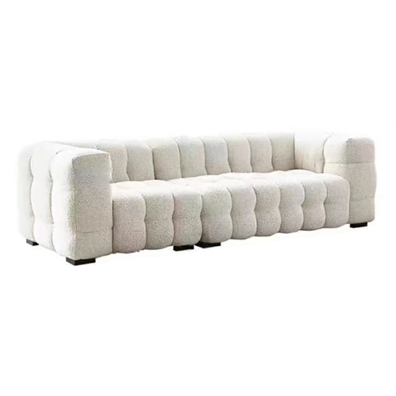 Beige Polar Fleece Upholstered Scandinavian Wood Sectional for Cozy Home Decor - image 8
