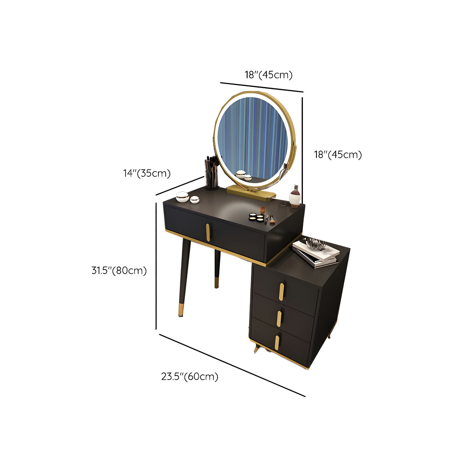 Contemporary Make-up Vanity with Wooden Top and Drawers for Bedroom - image 11
