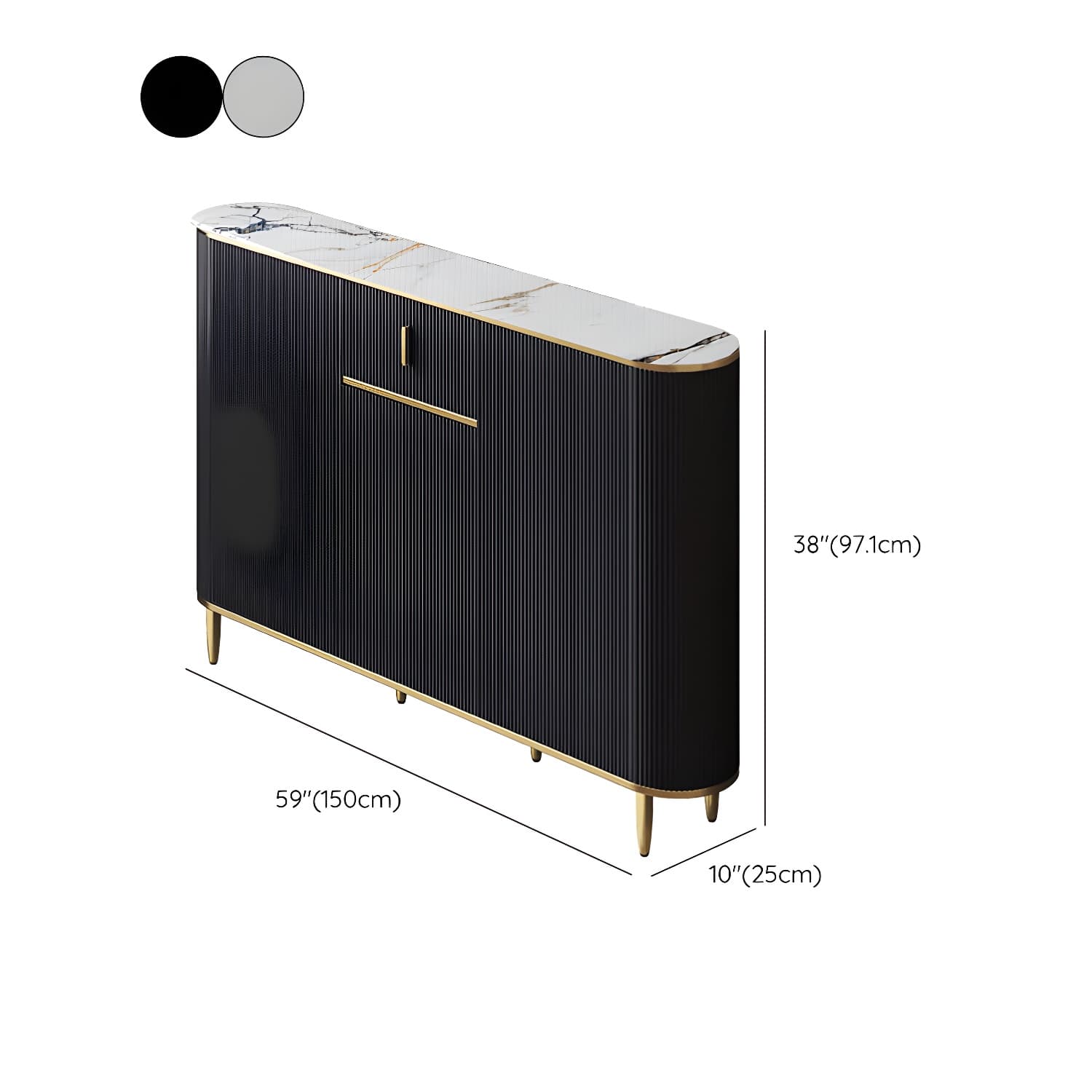 Glam Style Stone Top Sideboard Engineered Wood Side Board for Living Room - image 21