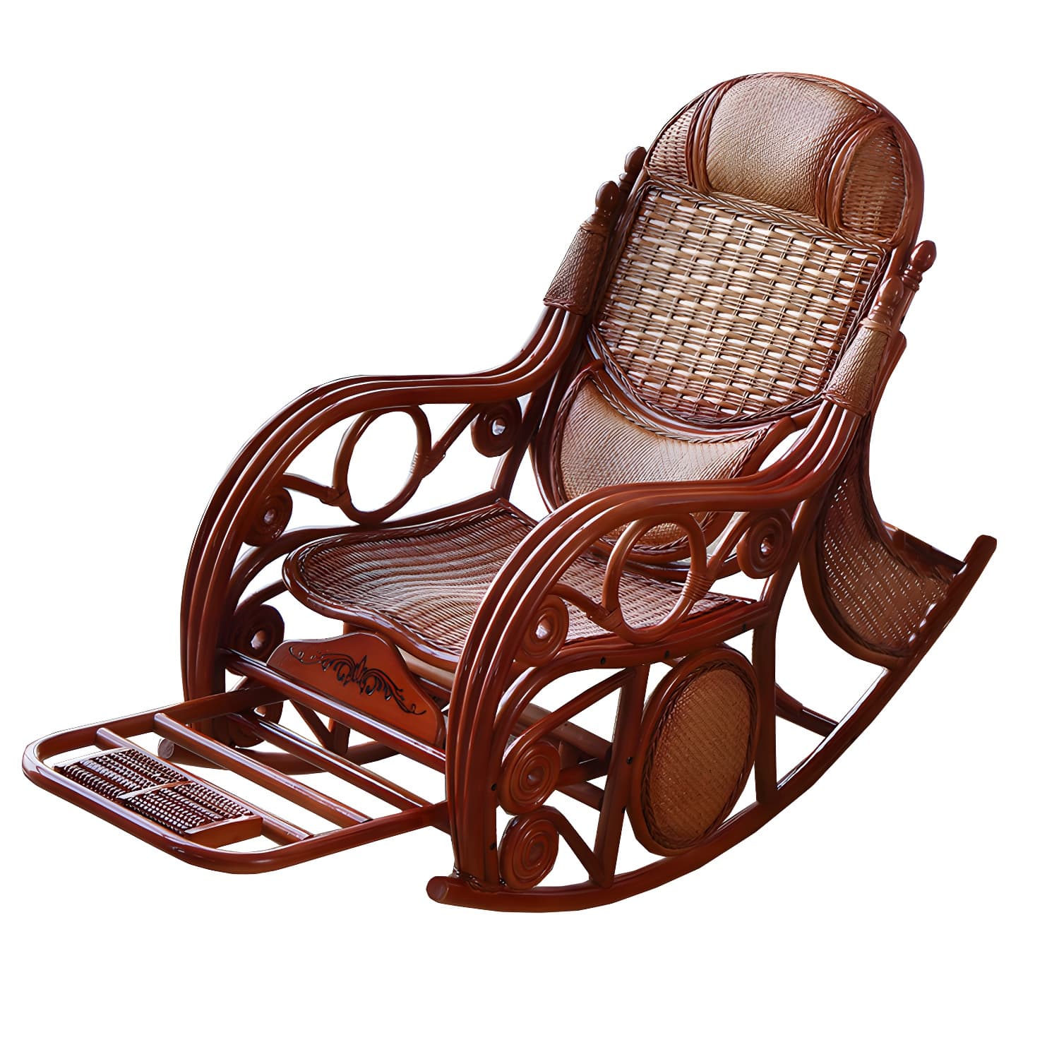 Traditional Spindle Rocking Accent Chair Tobacco Finish Rocker Chair Reclining - image 22