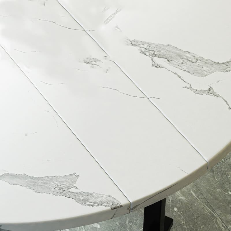 Modern Round Wood Dining Table with Drop Leaf and Extendable Mechanism - image 6