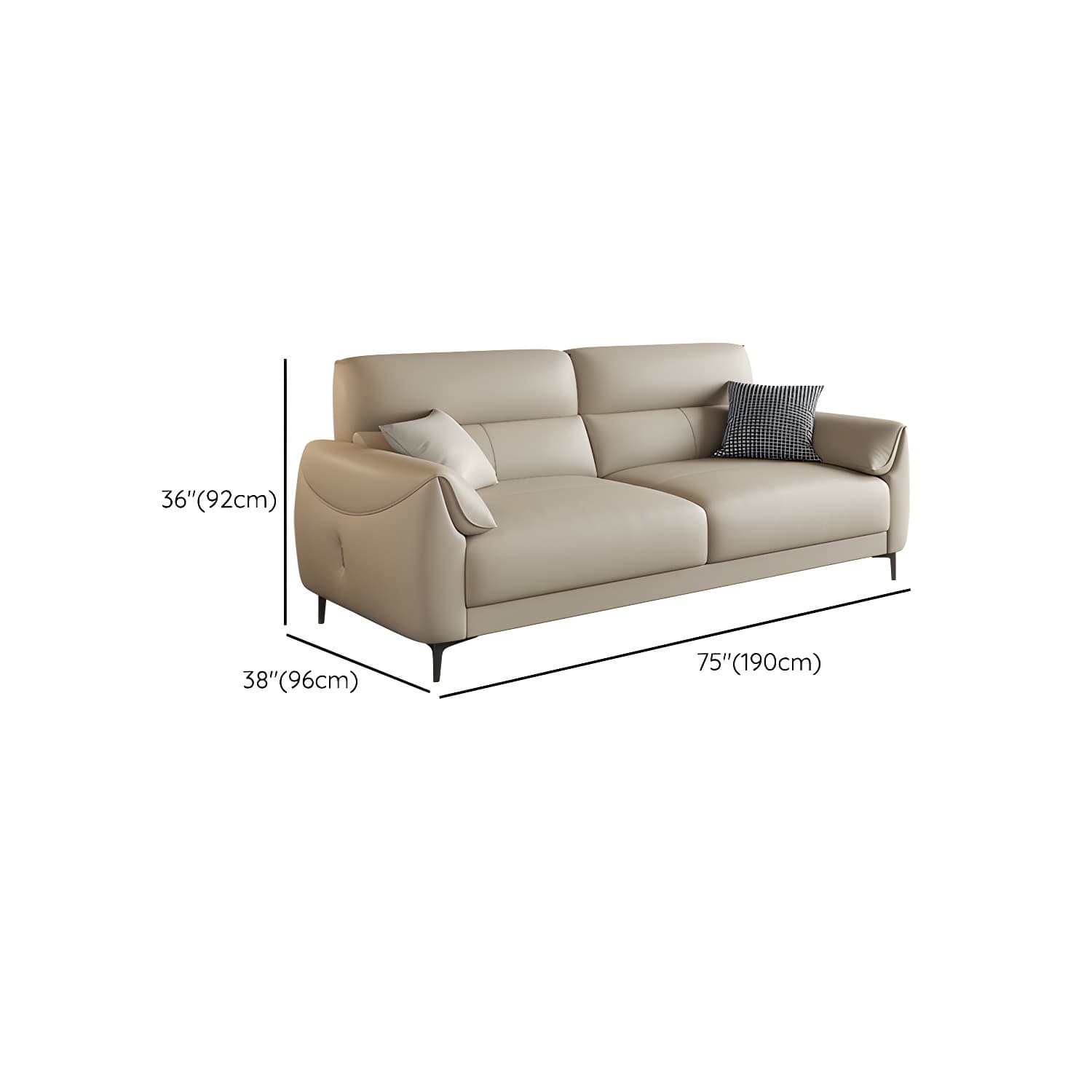 Modern Beige Leather Stationary Sectional Sofa with Pine Wood Frame - image 9