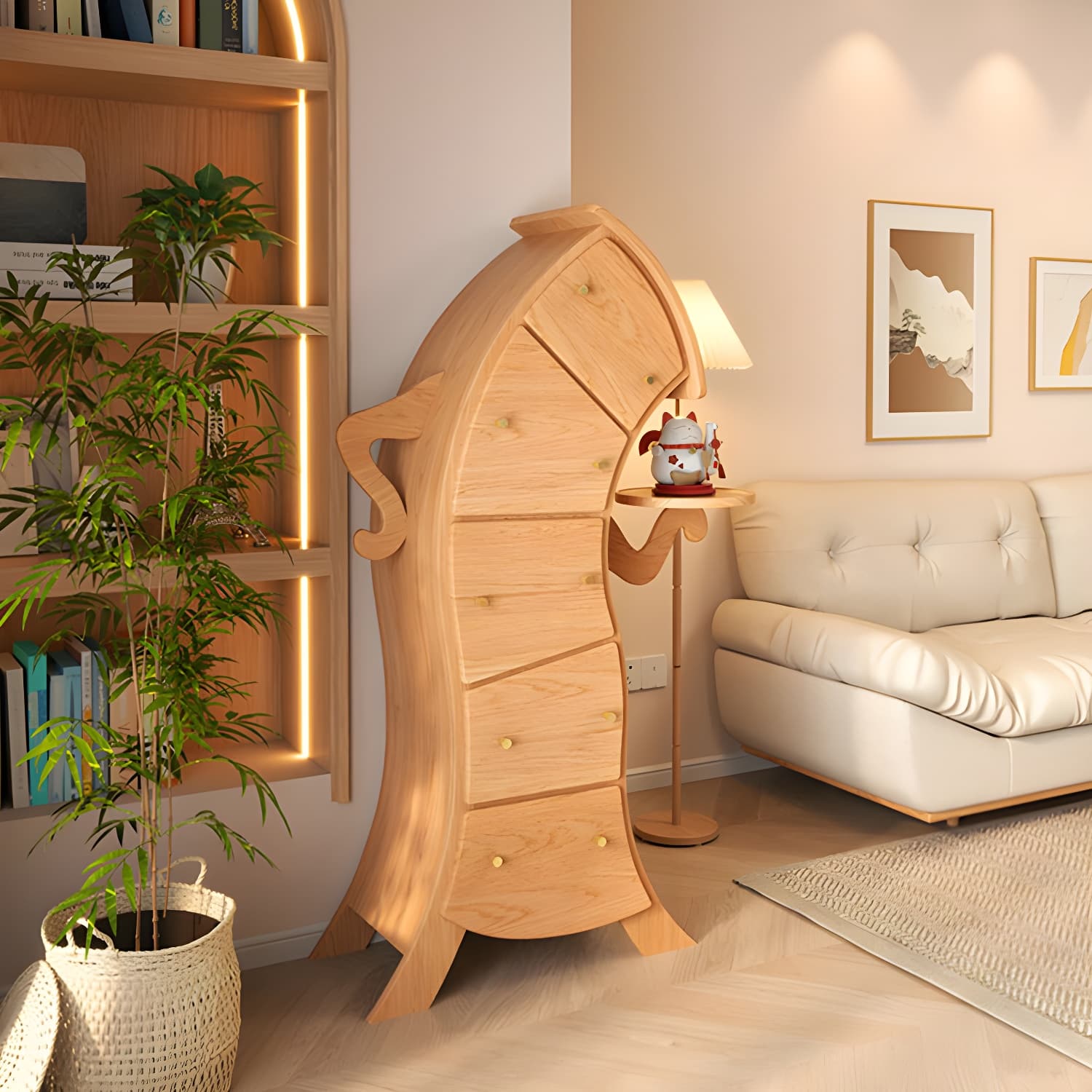 Scandinavian Style Rectangle Accent Chest with Wood Counter Top and Drawers - image 7