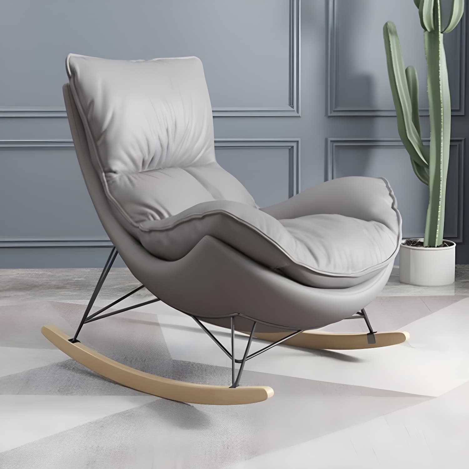 Ergonomic with Ottoman Rocker Chair with Padded Seat Rocking Chair Spindle - image 14