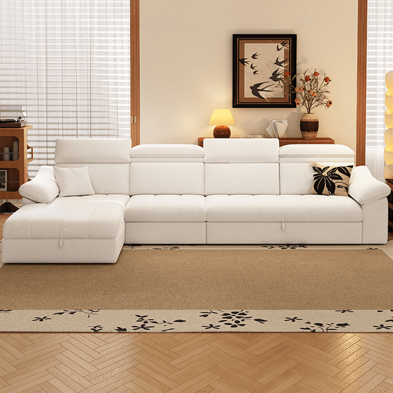 Straight 7 Person Sofa Recliner with Under-seat-storage in Horizontal Orientation