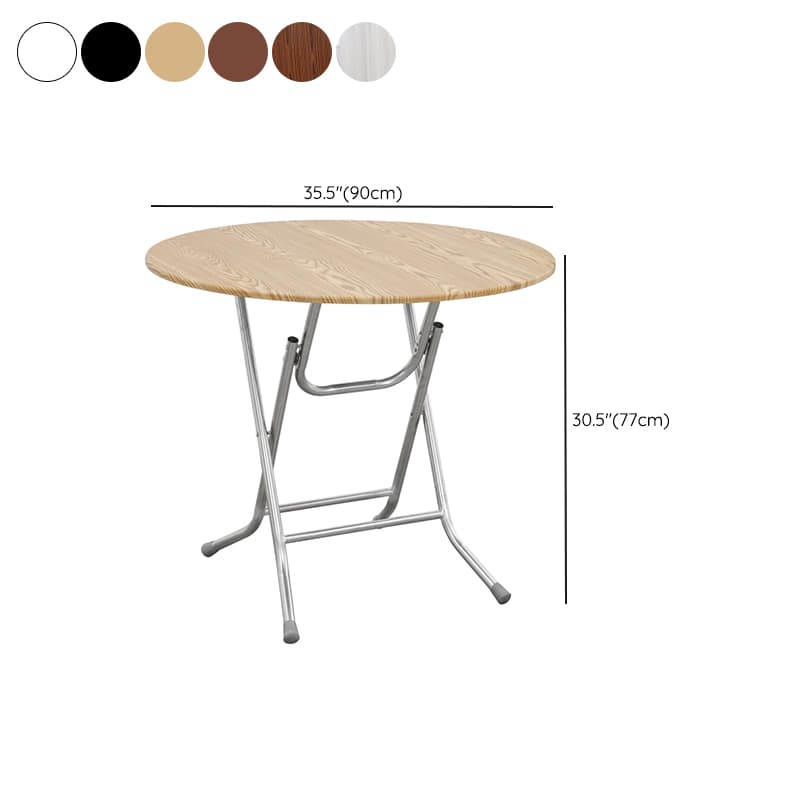 Art Deco Sepia/Natural Color/Cream Rounded Dining Table with Timber Top, Portable and Collapsible for 2 People - image 18