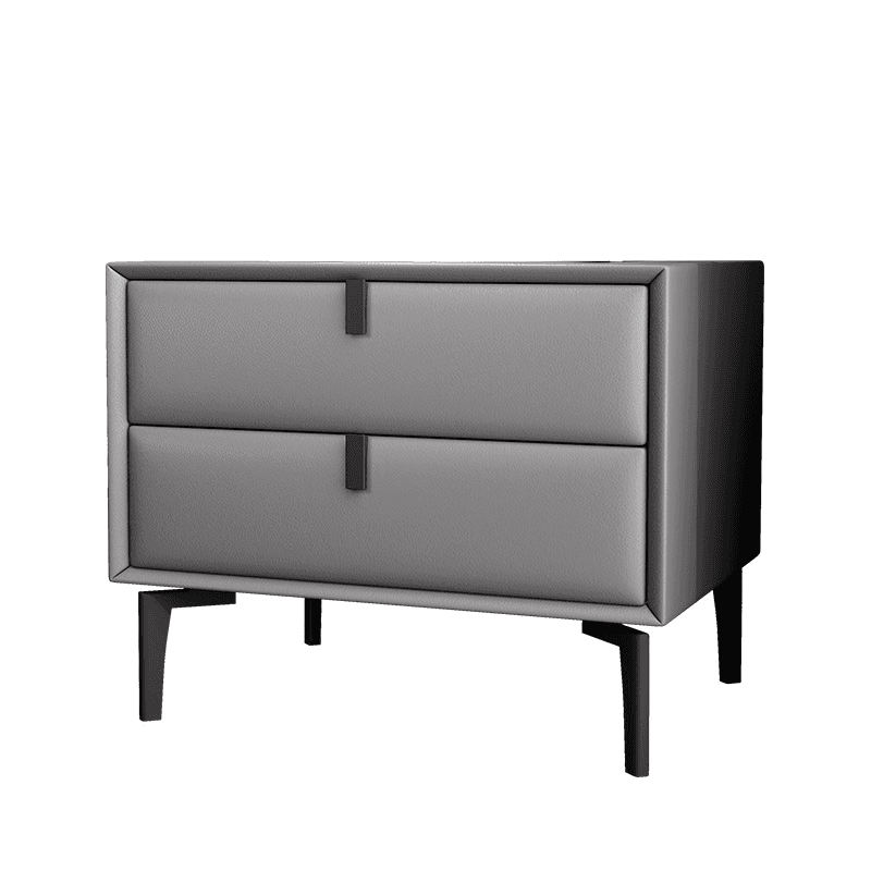 Stylish 2 Tiers Nightstand With Drawer Storage and Artificial Leather Countertop - image 10