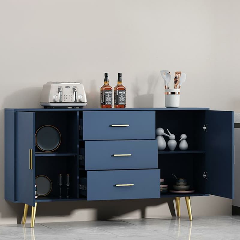 Floor Freestanding Buffet Table with Kitchen Appliance Storage for Living Room in a Glam Style - image 8