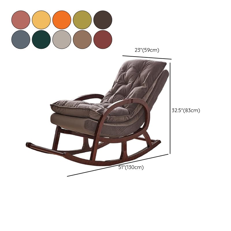 Grey/Blush/Light Green Modish Upholstered Rocking Accent Chair with Round Arm - image 16