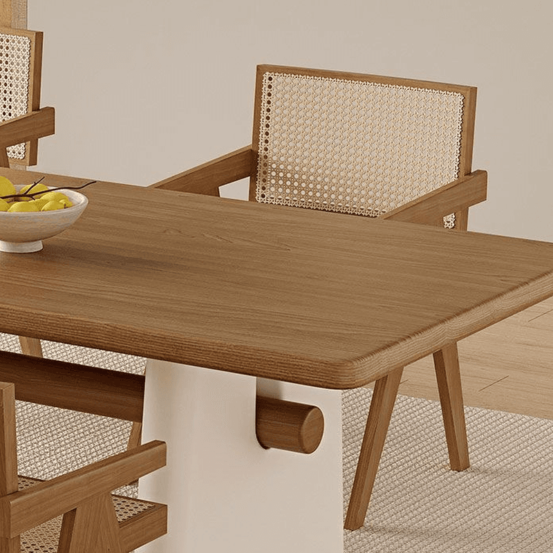 Modern Simple Style Rectangular Dining Table with Timber Top, Standard Height, Fixed Table, Seats 4/6/8, Auburn Color - image 9