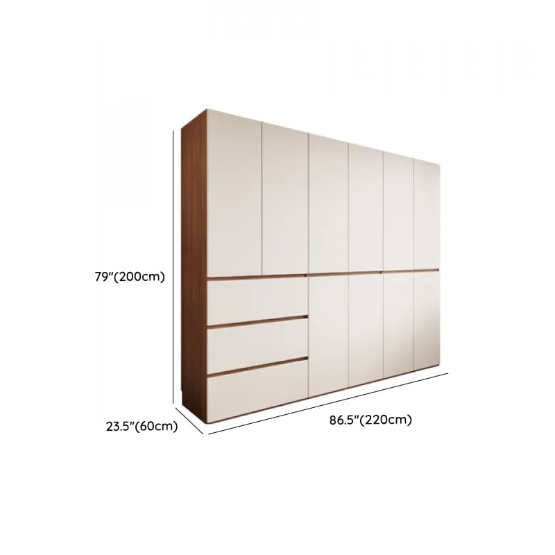 White Minimalist Manufactured Wood Independent Wardrobe Closet with Soft Close Drawer, Soft Close Door, and Interior Shelves - image 14