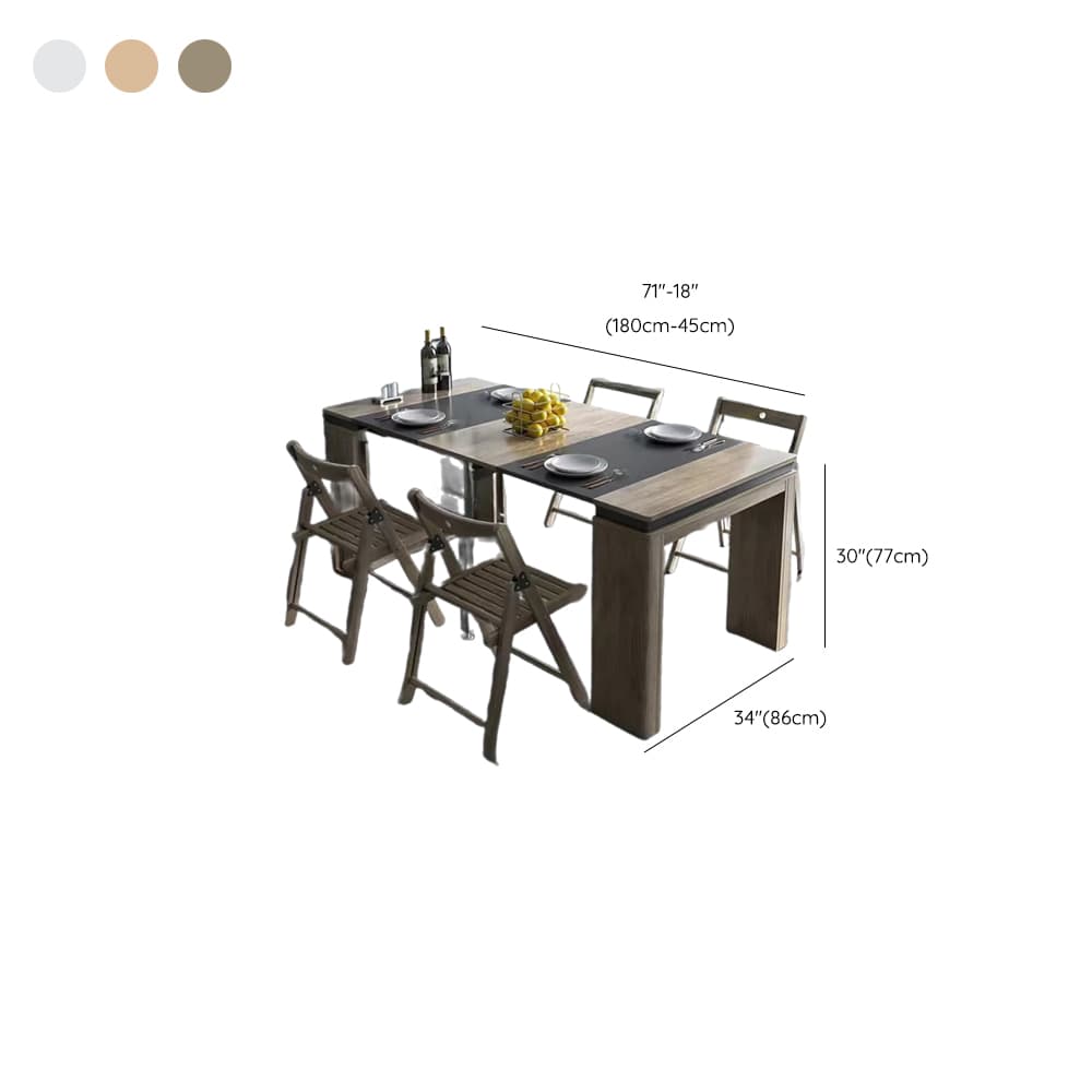 Trendy Rectangular Dining Table Set with Four Legs, Versatile 9-piece/7 Pieces/5 Piece Set, Chalk/Tan/Unfinished Colors - image 13