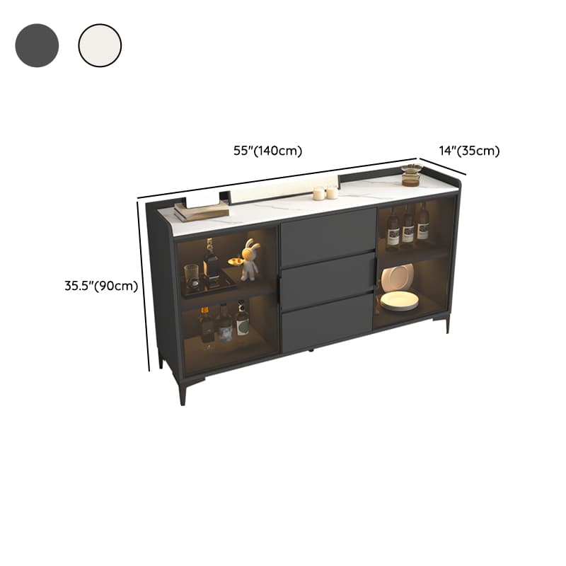 Ground Buffet Table/Server with Stone Countertop, Glass Doors, and Flexible Shelf Storage Compartment - image 13