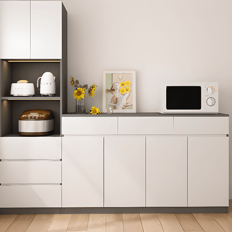 Simple Sideboard with Multiple Drawers, Closet Cabinet, Standard and Narrow Sizes, 1 or 2 Shelves, Wood Countertop, 2 to 5 Doors - image 7