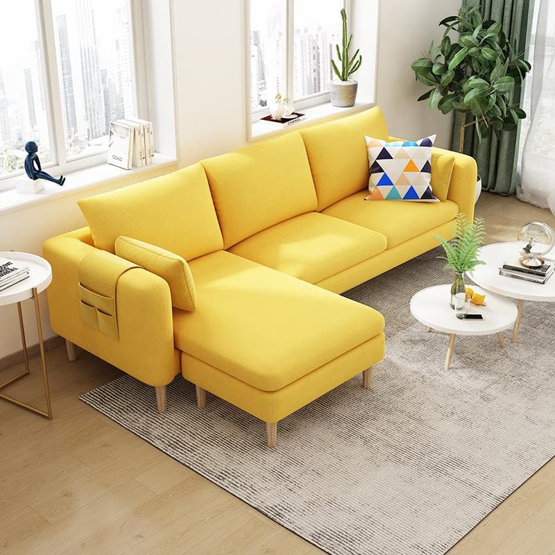 Simple L-Shape Reversible Sponge Cushioned Sofa Recliner 3 Person with Pillow Back & Square Arm - image 13