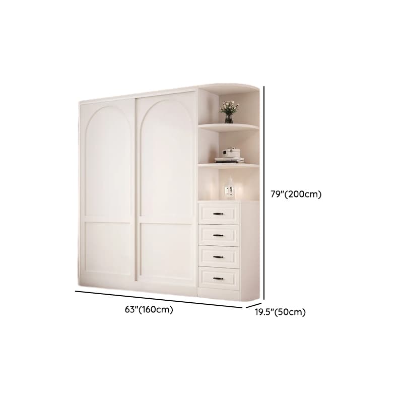 Contemporary White Engineered Wood Cabinet Armoire with Multiple Drawers, Interior Shelves, and Hanging Rod - image 22