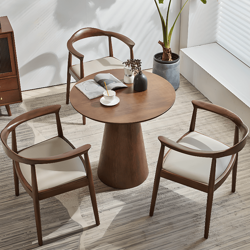 Scandinavian Style Standard Height Fixed Lumber Dining Table for 2 with Sepia Top