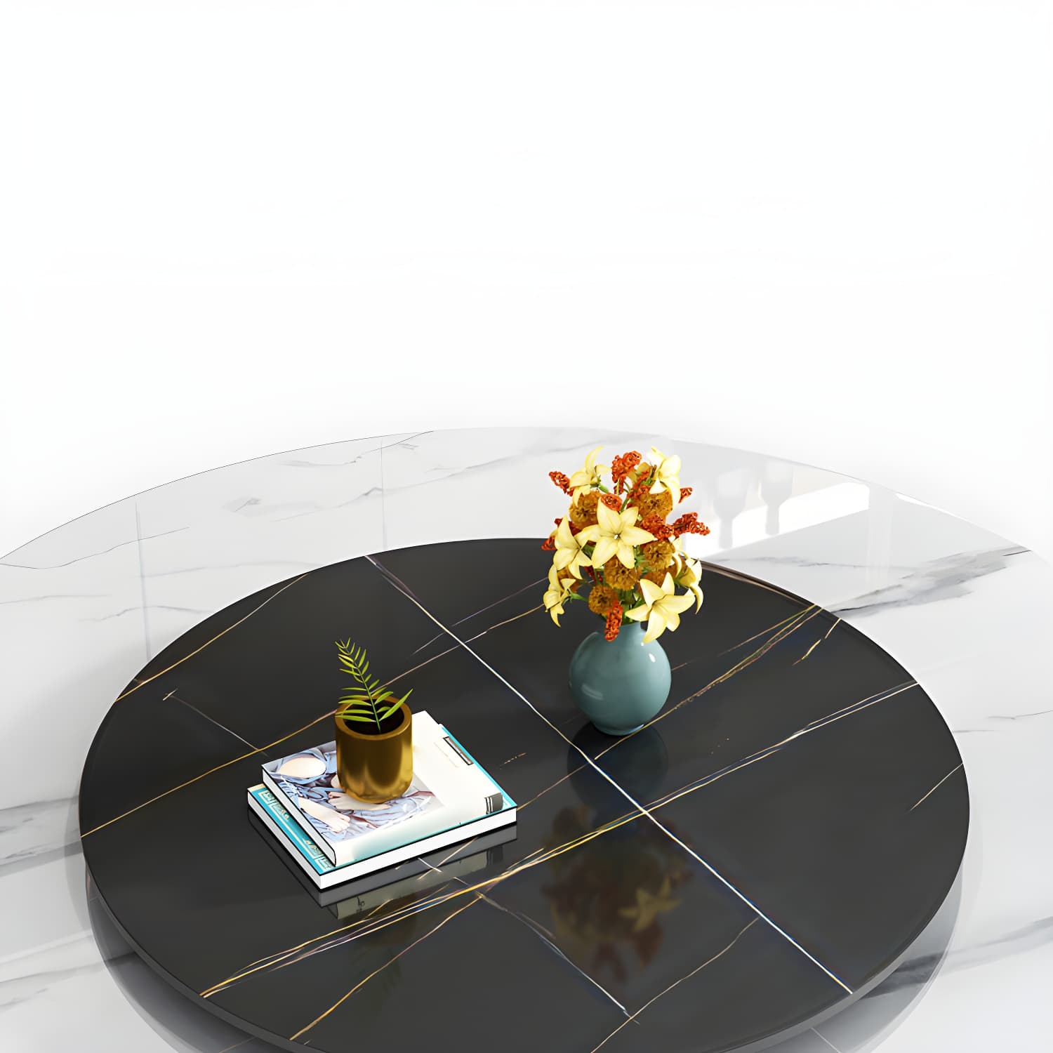Modern Rubberwood Home Table Round Pedestal Convertible Dining Table - image 7