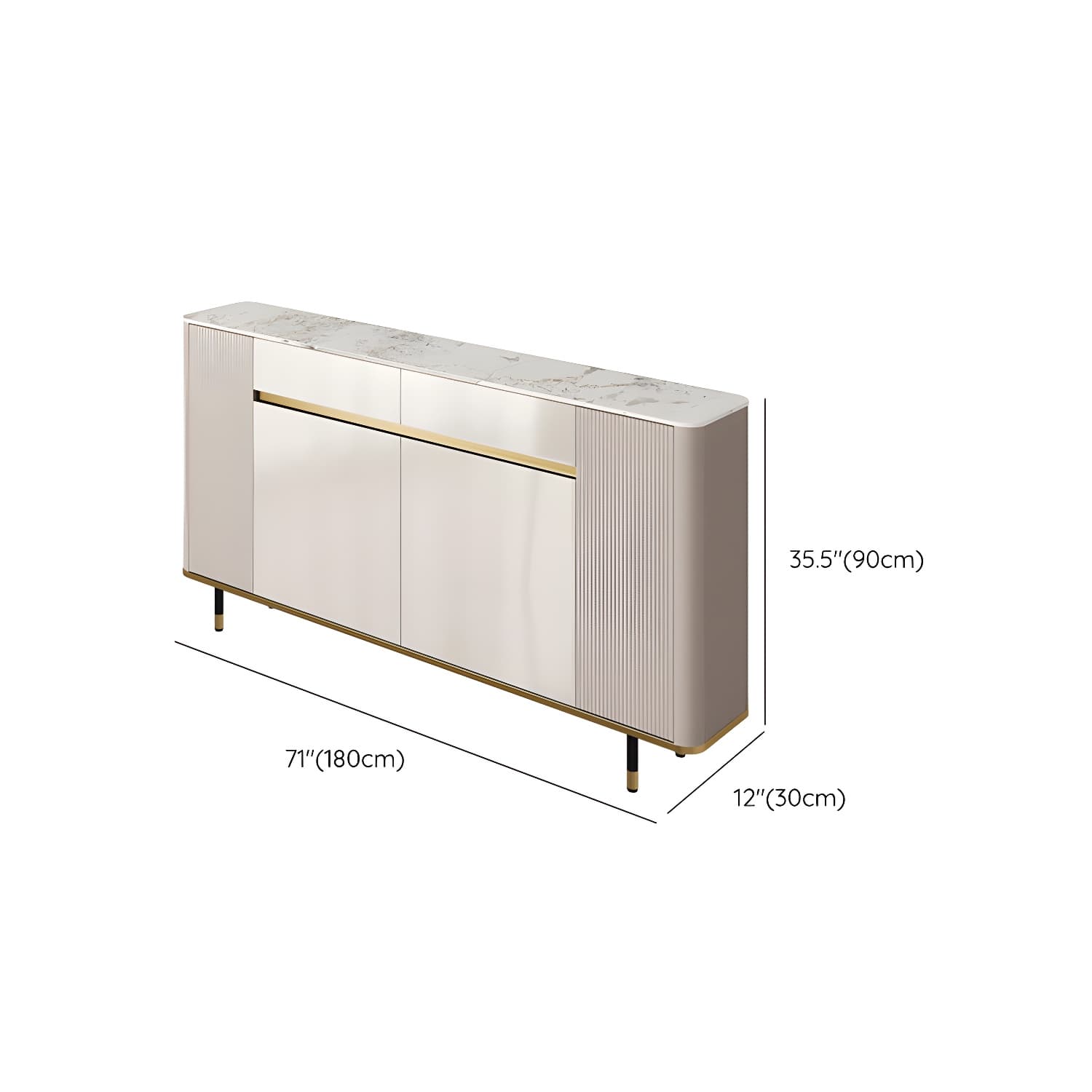 Glam Style Stone Top Sideboard Engineered Wood Side Board for Living Room - image 30