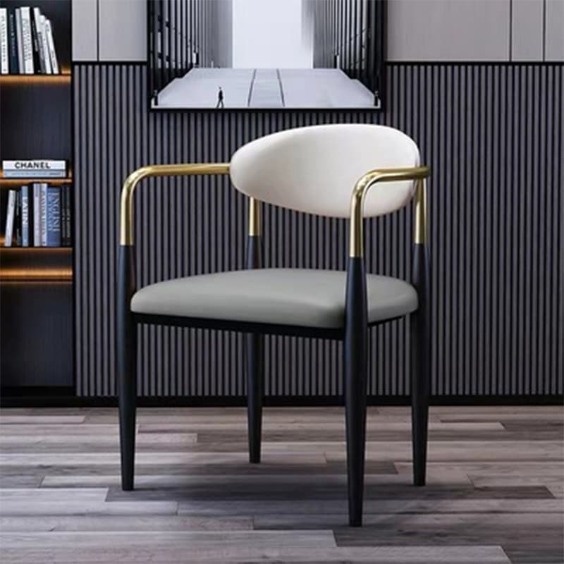 Faux Leather/Velour Upholstered Arm Chair with Arms and Black Legs in a Casual Style - image 3