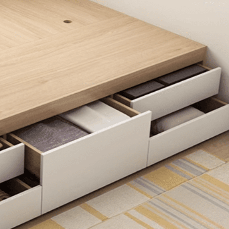 Wood Color Platform Storage Bed with Timber Bed Panel in a Modern Simple Style - image 6