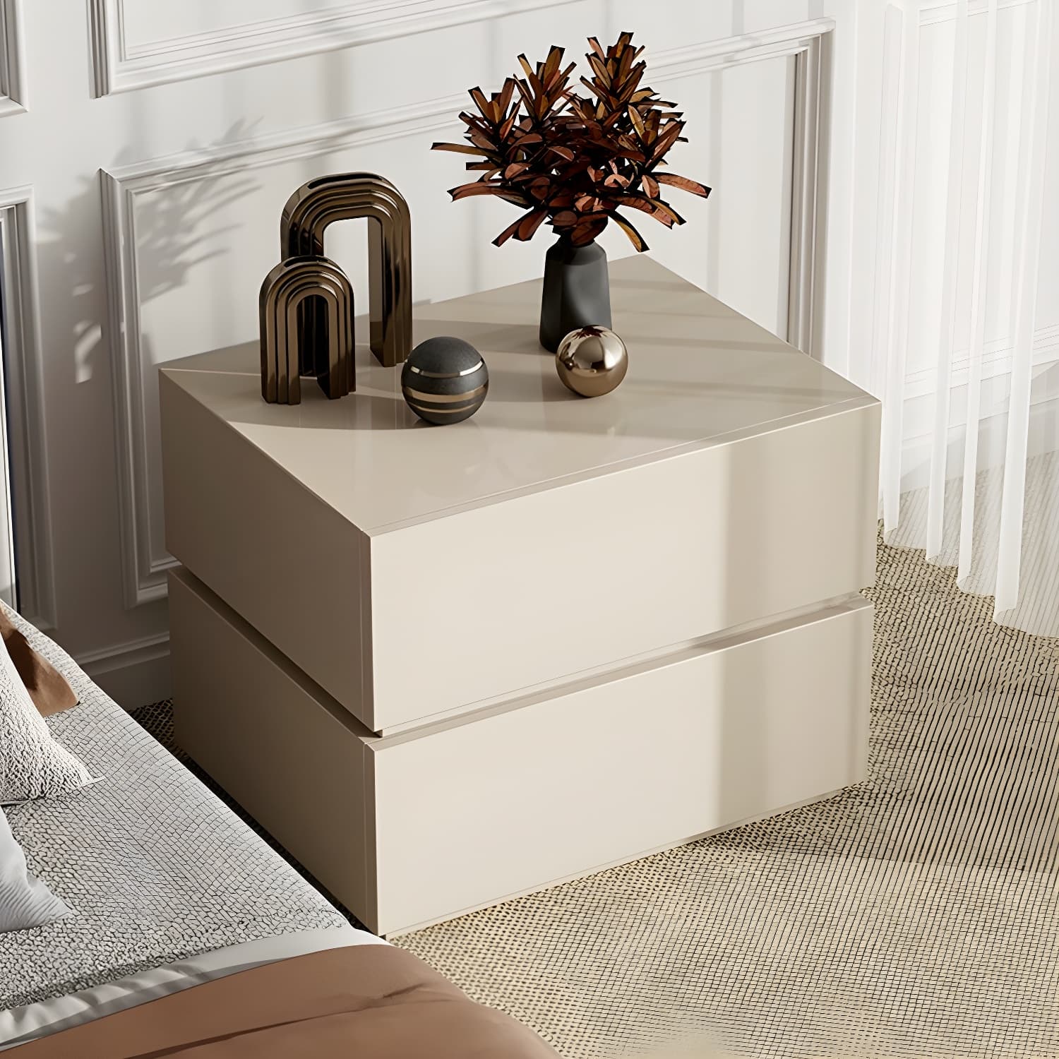 Contemporary Drawer Storage Wooden Accent Table Nightstand 15.7" Wide - image 7