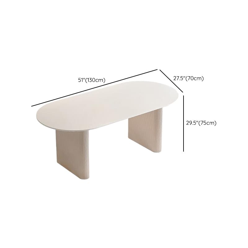 Oval Dining Table Set with Two-sided Pedestal, Enclosed Back, Fixed Table, Padded Chair, 5-piece in White - image 9