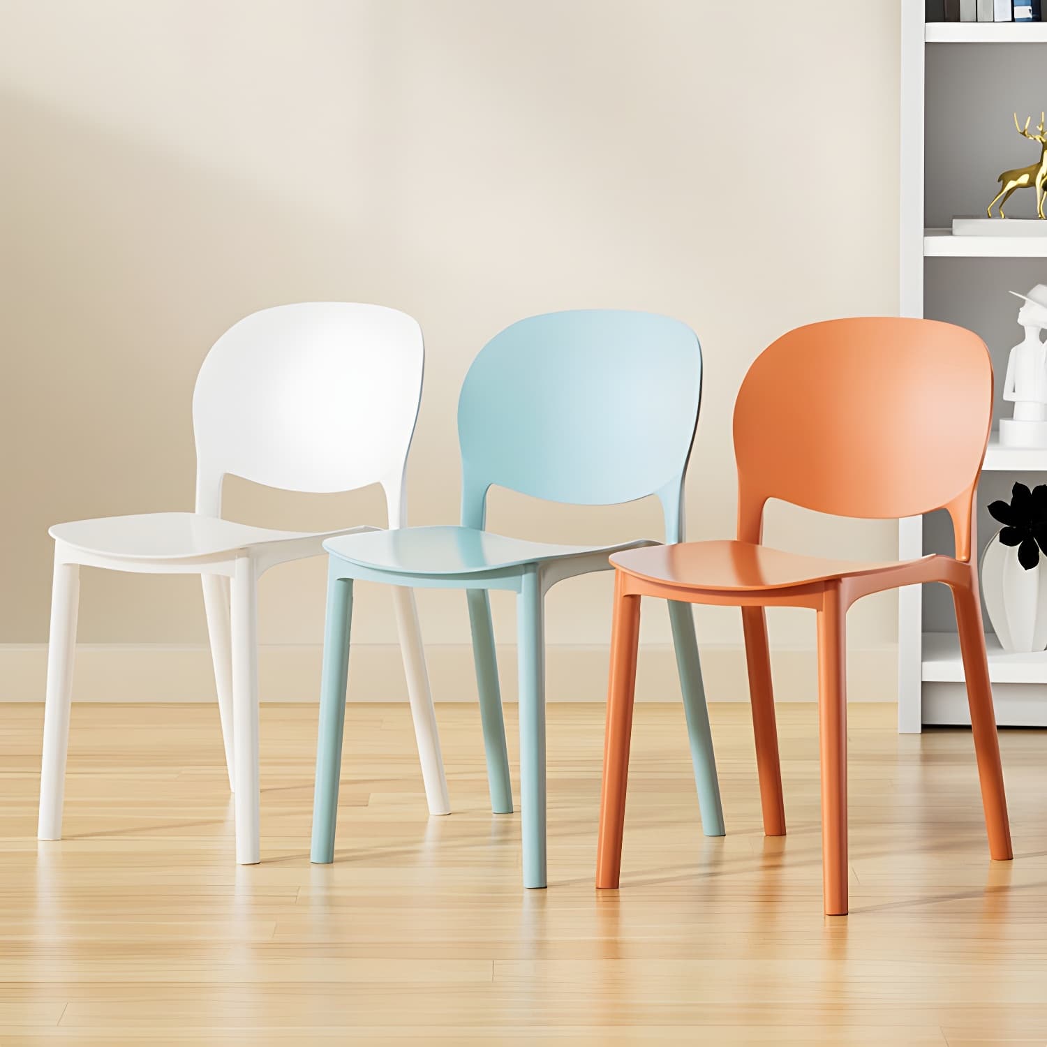 Nordic Backrest Stackable Chair with Acrylic Legs for Dining Room - image 22