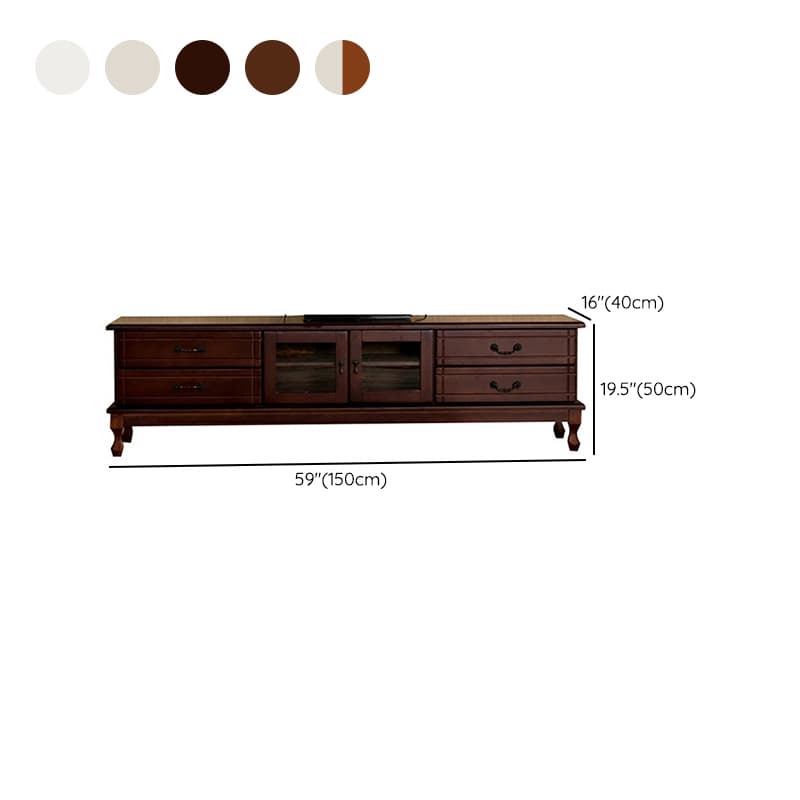 2 Tiers & 2-Door Rectangle Matte Solid Wood+Manufactured Wood Adjustable Shelf TV Stand for Living Room - image 16