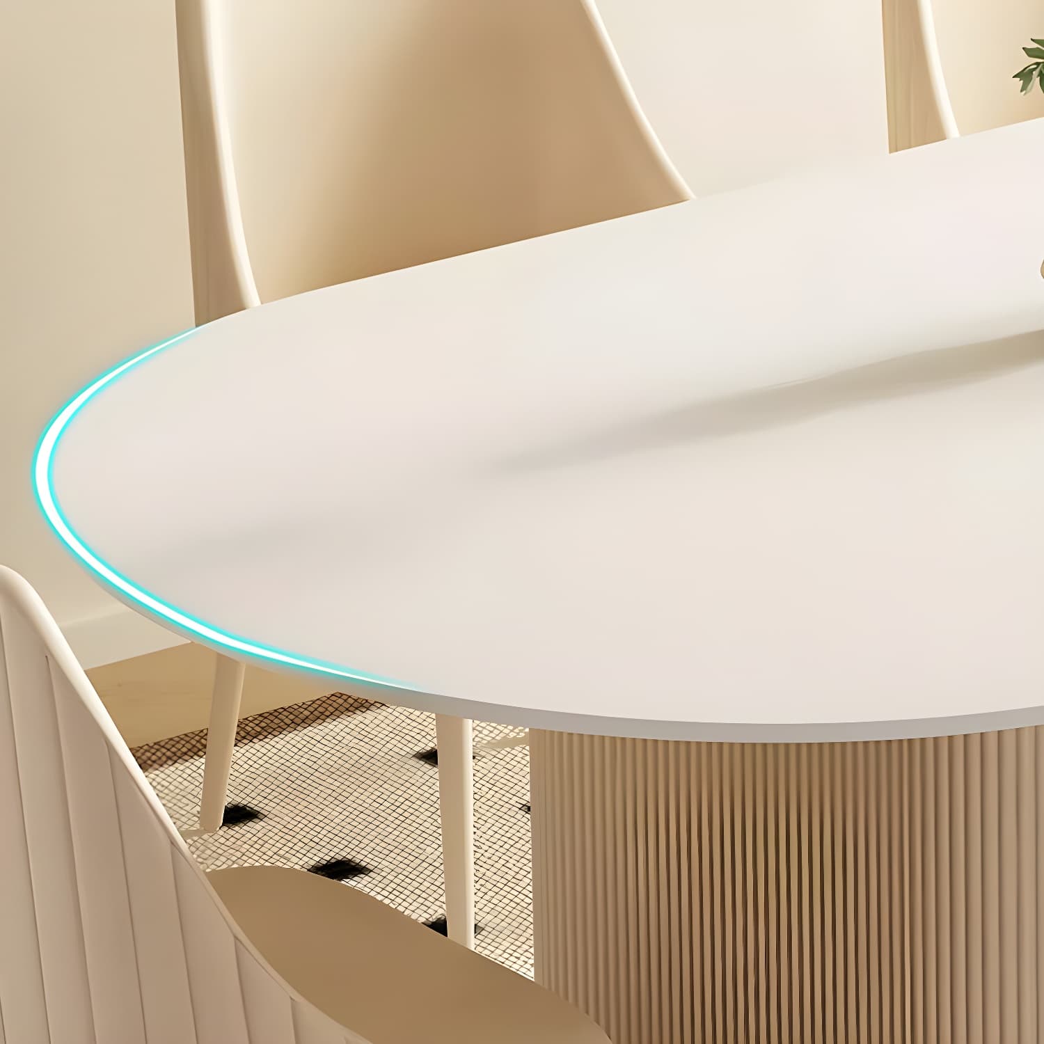 Elegant Oval Shape Metal Dining Set in Modern White - Ideal for 35-40 Women - image 7