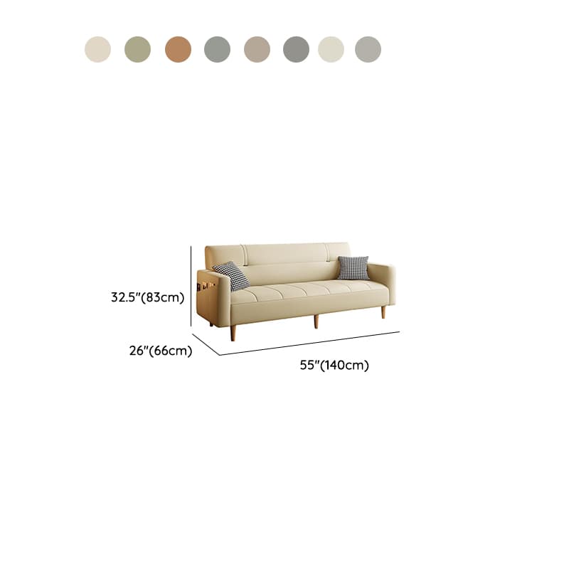 Trendy Solid Color Scratch-immune Convertible Sofa in Grey/Beige/Ecru with Arm, 4-seater/2 People/Seats 3, and 2 Pillows - image 23
