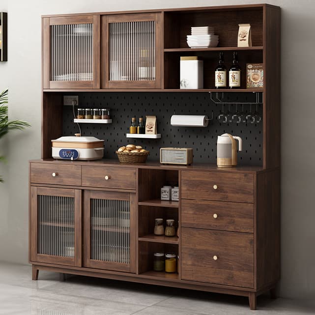 Contemporary Wood Buffet with Glass Doors and 3 Storage Drawers - image 5