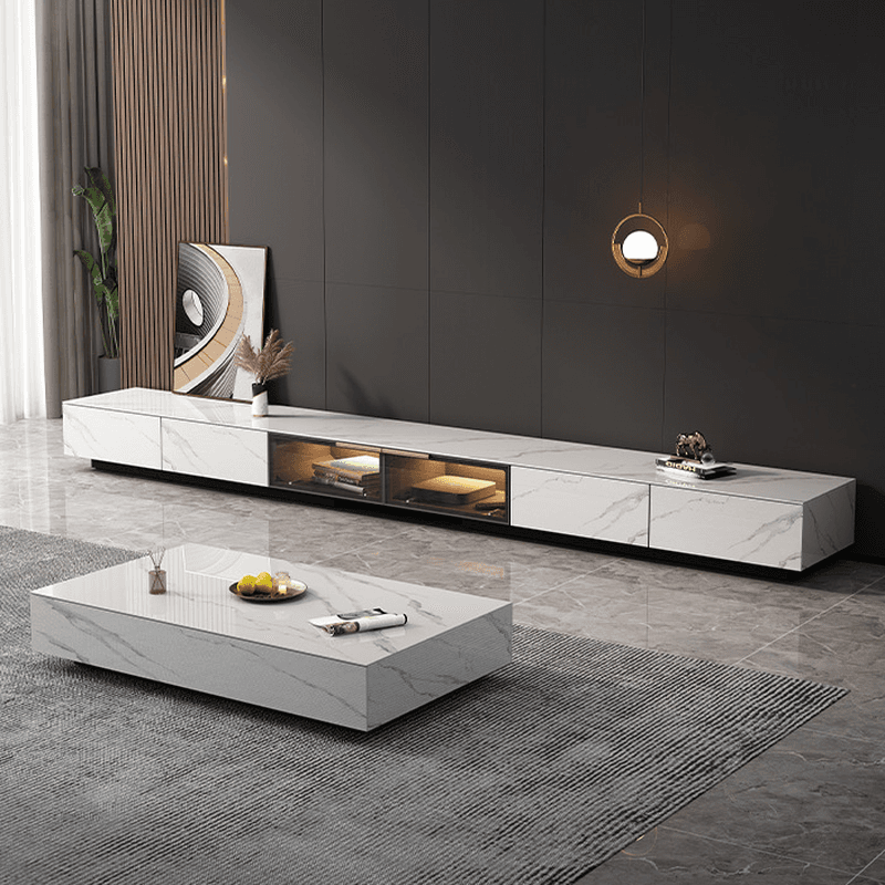 Rectangular TV Stand for Drawing Room with Light and Door - image 3