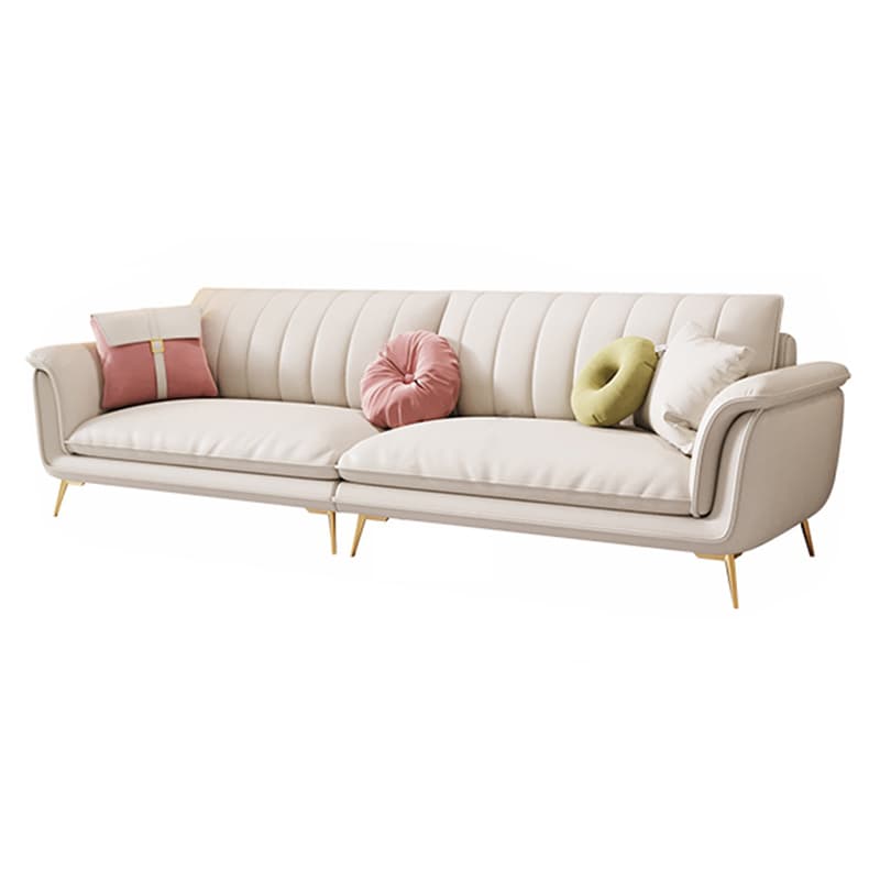 Modern Beige Tech Cloth Sectional Sofa with Flared Arm and Cushion Back - image 5