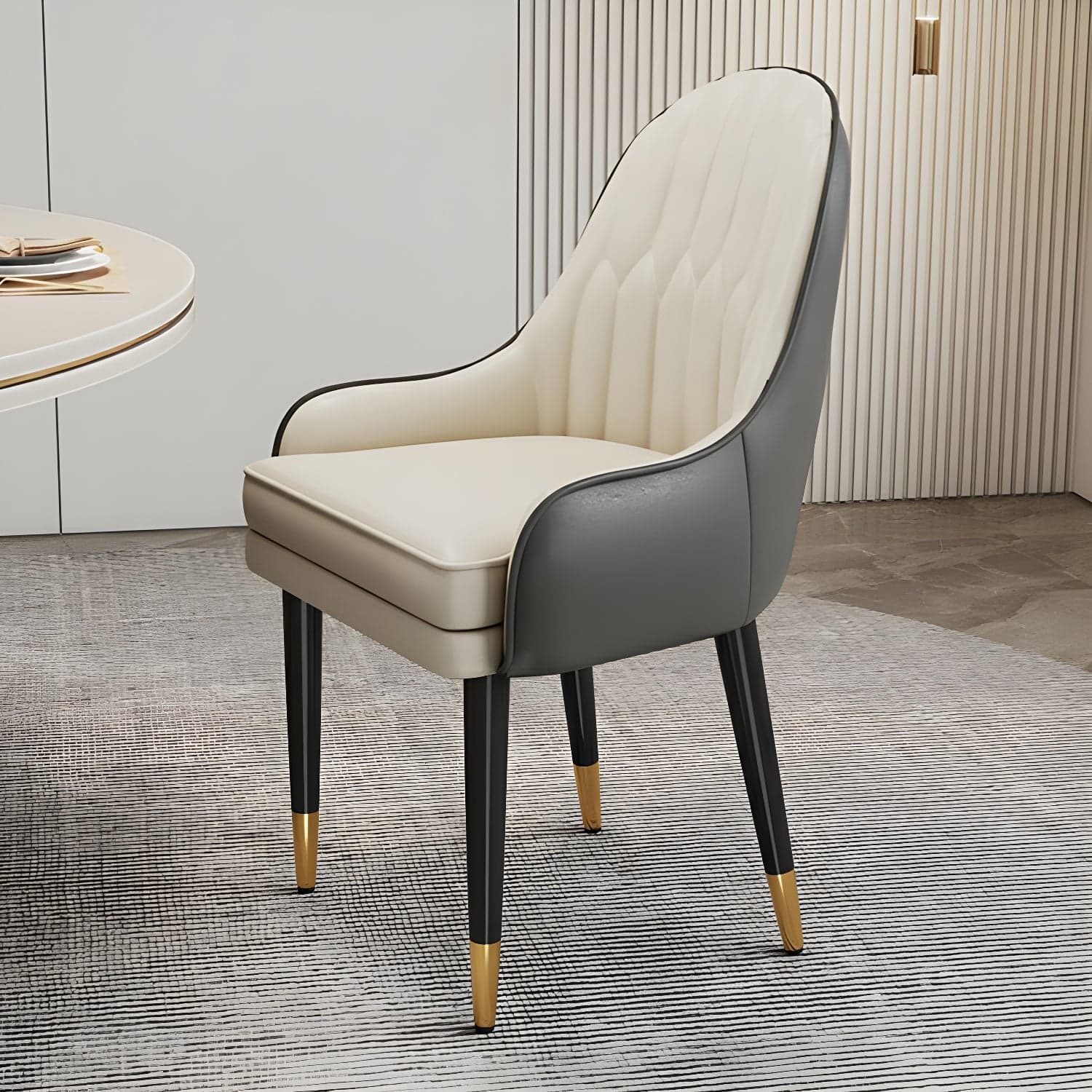 Glam Arm Chair with Upholstered Faux Leather, Solid Back, and Metal Legs - image 12
