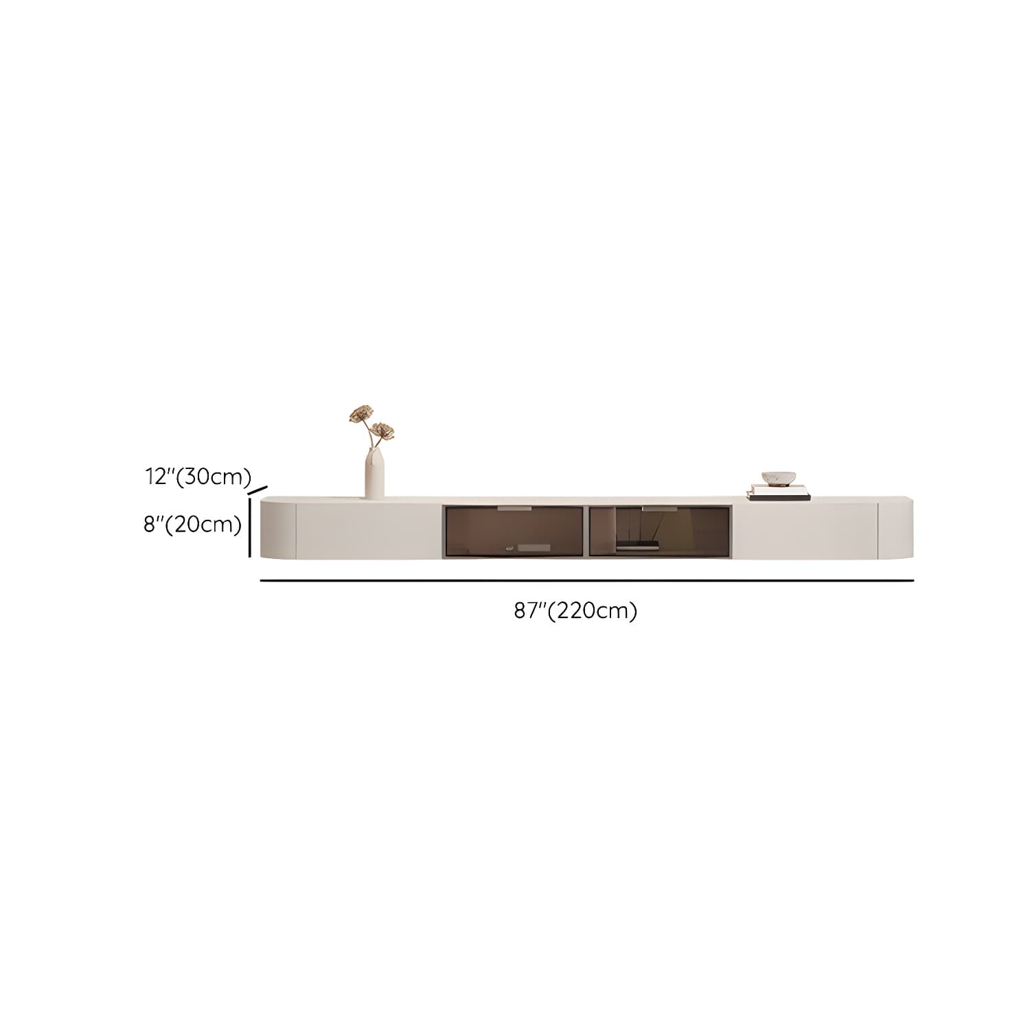 Contemporary Media Console Wall-mounted TV Stand Console with Drawers - image 18