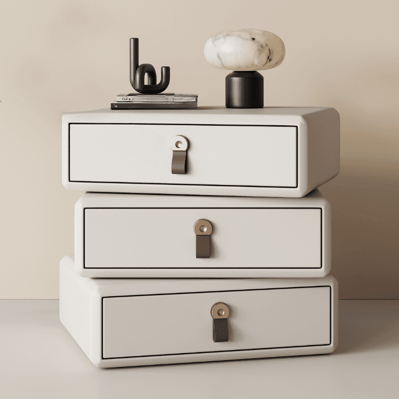 Organic Modern Nightstand With Drawer Organization Featuring 3 Drawers and Pleather Countertop - image 4