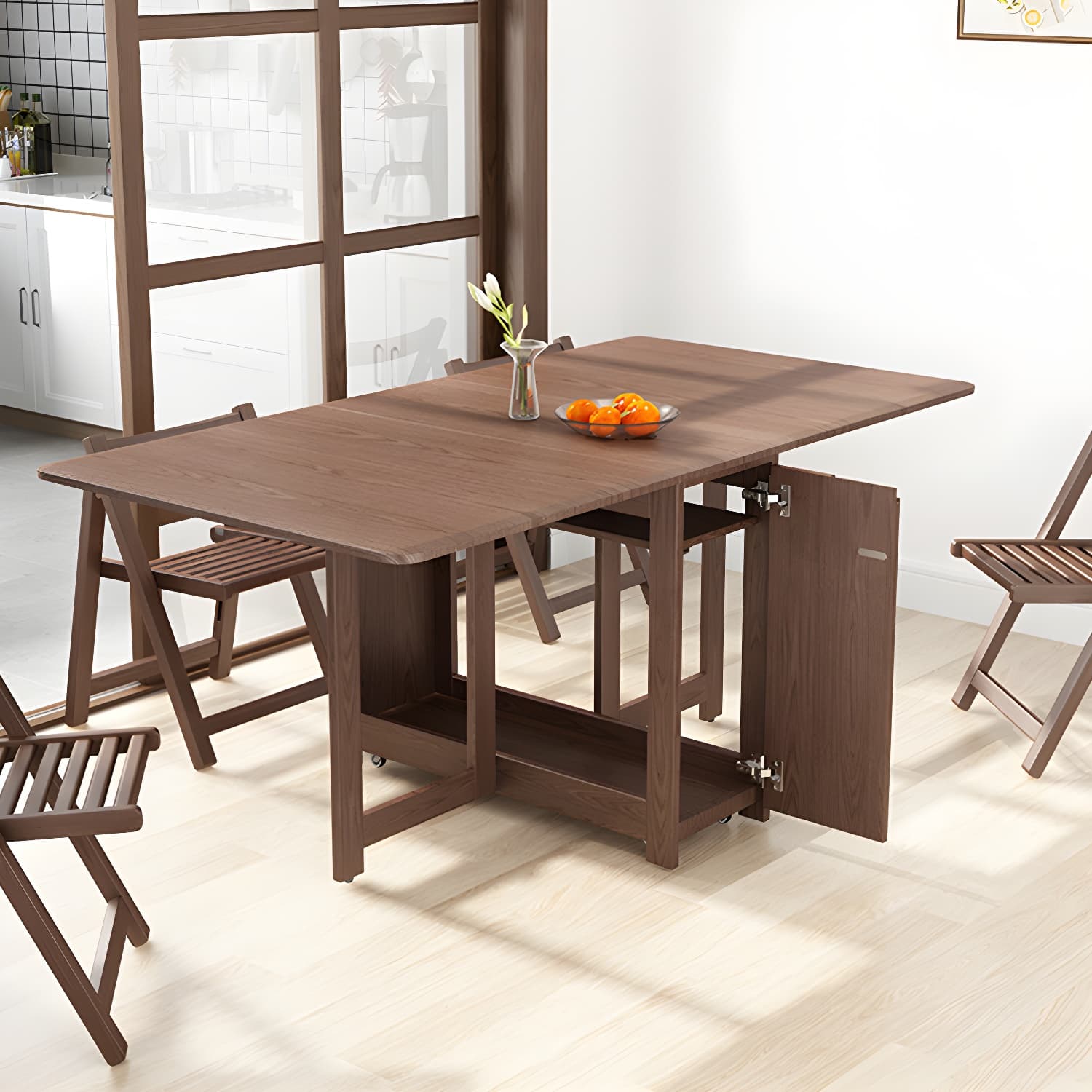 1/3/5/7 Pieces Modern Solid Wood Multi Purpose Folding Dining Set for Home - image 6