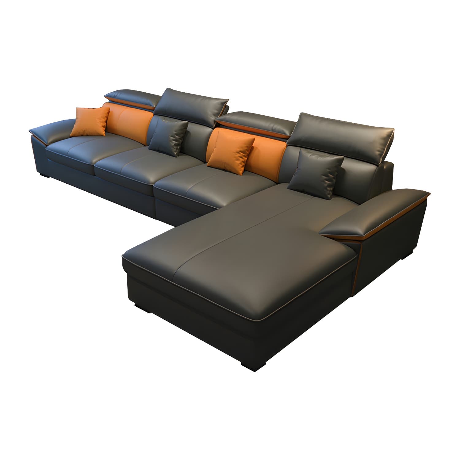 Modern Gray Tech Cloth Sectional Sofa with Pillow Top Arms and Cushion Back - image 10