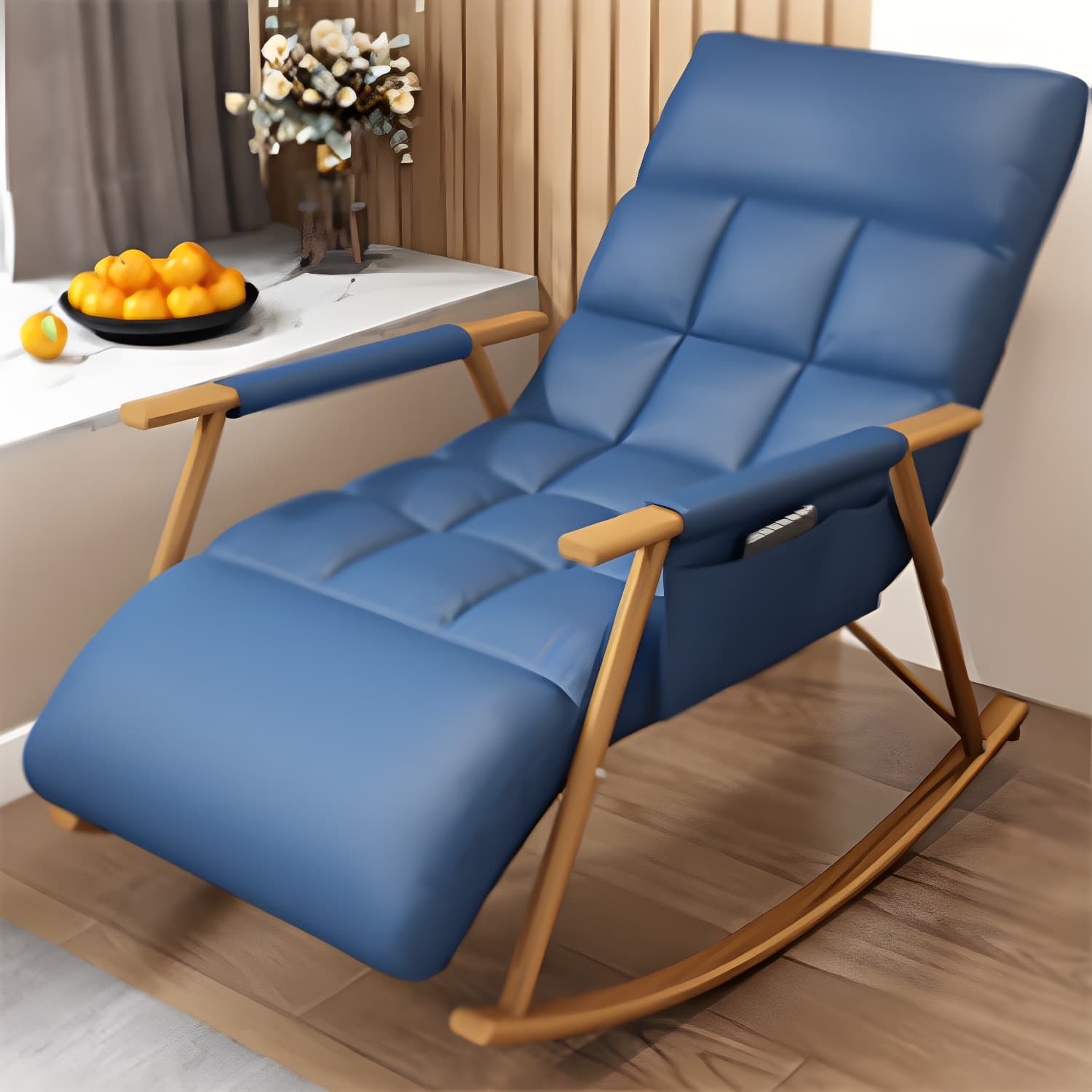 Modern Style Rocking Chair Faux Leather Upholstered Chair with Storage - image 16