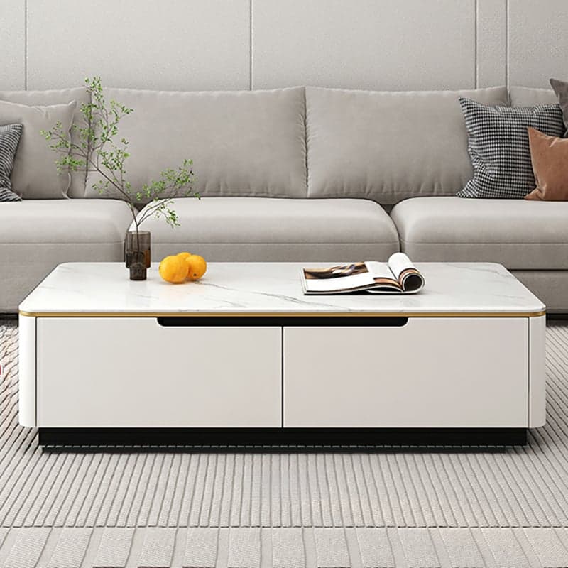 Contemporary Design Cream Oblong Sintered Stone Single Board Game Coffee Table with Block/Four Legs and Scratch Resistant - image 3